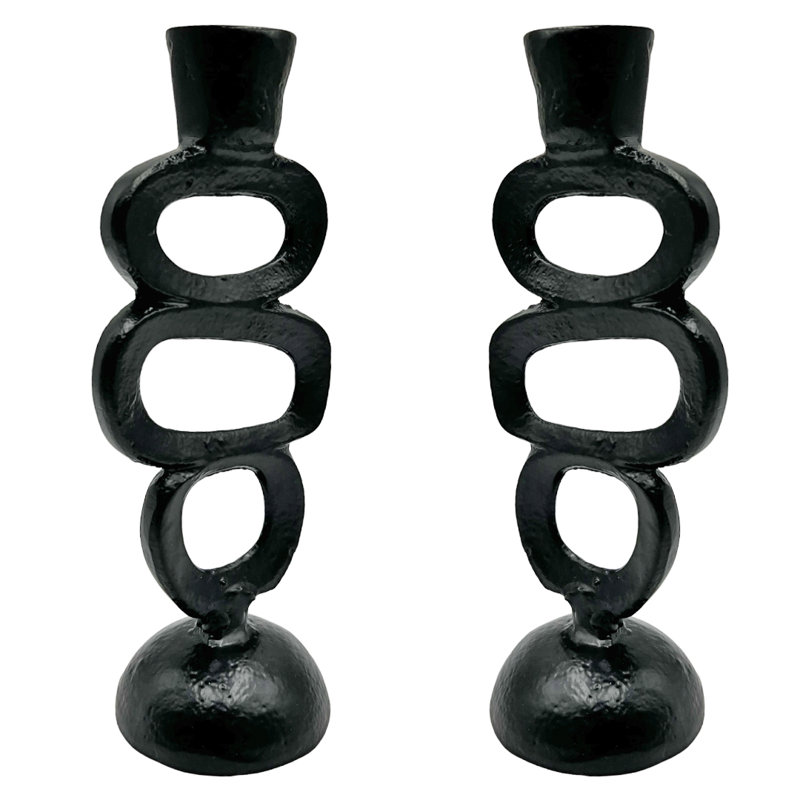 Chandelle de table en aluminium 9 po H, Noir