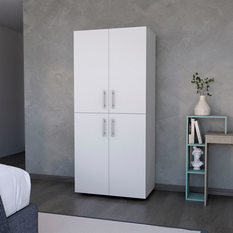 Armoire à quatre portes de 70 po de hauteur Hugues, Blanc