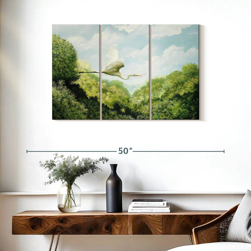 Brampt Flying Egret, 24" H x 38" W