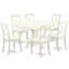 Ensemble de table de salle à manger 7 pièces composé d'une table de salle à manger ovale avec rallonge papillon et de 6 chaises de salle à manger en similicuir, blanc lin-1796787916-1854146891-1810048203