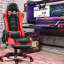 JL Comfurni JD-S0 Adjustable Reclining Ergonomic Faux Leather Swiveling PC & Racing Game Chair with Footrest-86593336