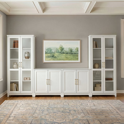 Armoire double à 2 portes Martha Stewart Bedford avec 2 armoires multimédia hautes et quincaillerie de qualité