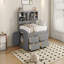 Structure de lit de jour double en bois, 2 armoires, tablettes, 4 tiroirs-238280867