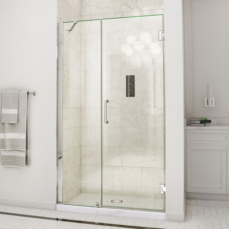DreamLine Unidoor 41 - 42 inch W x 72 inch H Frameless Hinged Shower Door with Support Arm in Chrome, Chrome, 42"