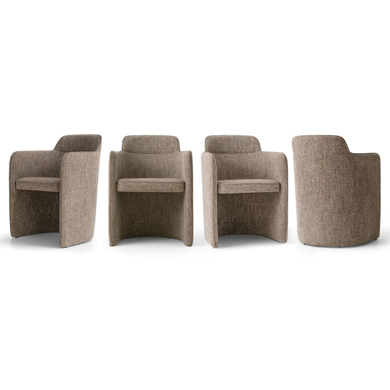 18.5" Seat Height Upholstered Dining Armchair, Light Brown