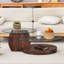 Table basse moderne à double couche - Design polyvalent, autocollant de panneau de densité, verre renforcé, comptoir ovale