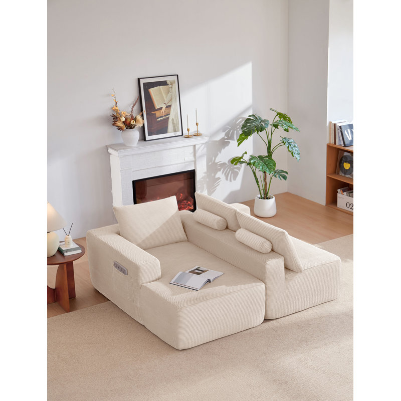 96.9'' Cloud Sectional Couch With L-Shaped Chaise,Modern Modular Sofa With Deep Seat, Upholstered Couches For Living Room Bedroom,No Assembly Required,(Corduroy Fabric)