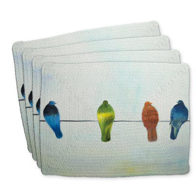 Braided Polyester Roksanda Set of 4 - Perched Abstract Birds