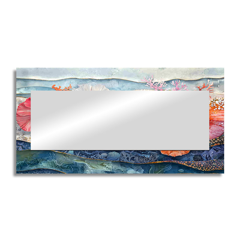 Colorful Sea Urchin And Flower Serenade - Animals Mirror Wall Decor - Printed On Metal, 28" x 55"