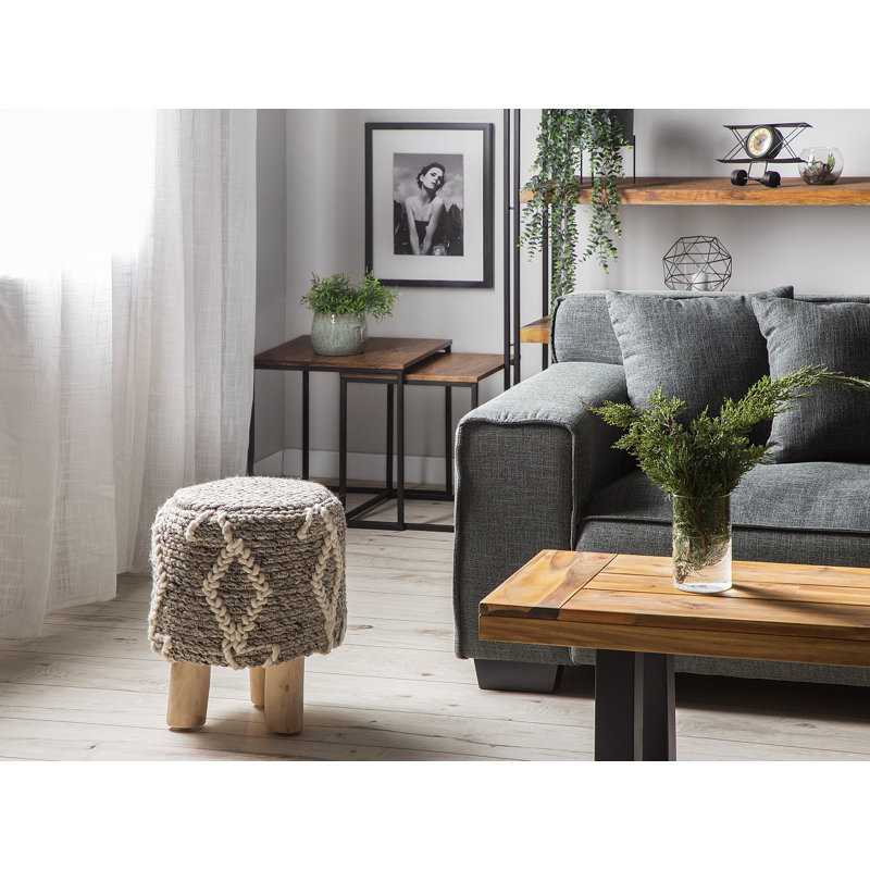 Cate 33cm Wide Round Ikat Standard Ottoman