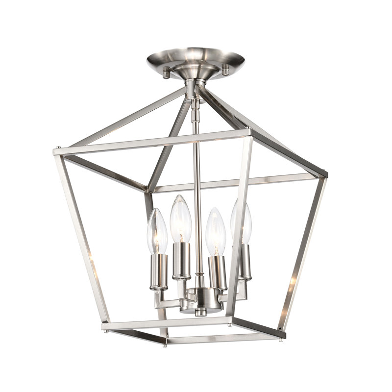 Plafonnier semi-encastré 4 lumières 12 po Drexil, Nickel brossé