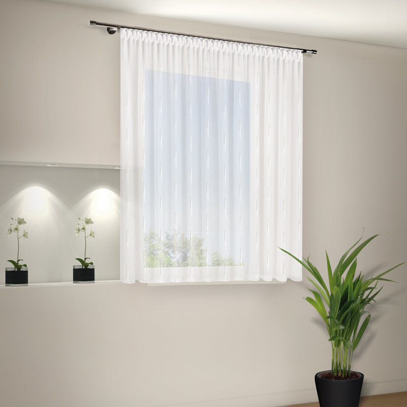 Tribeca Vera Pencil Pleat Sheer Single Curtain, 450 W x 245 D cm