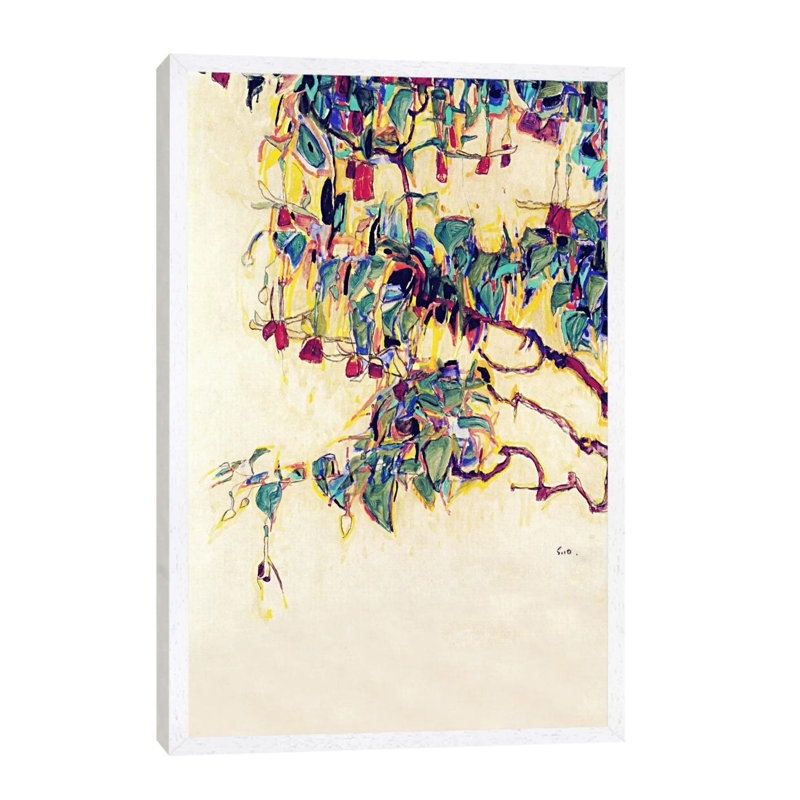 Sun Tree by Egon Schiele - Painting on Canvas, White Framed, 66.04 cm H x 45.72 cm W