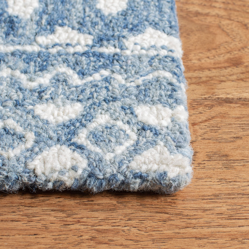 Crelake Hand Tufted Wool And Cotton With Latex Chevron Rug, Round 3'