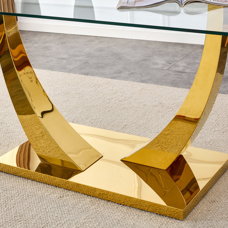 Table de salle à manger Plouffe, H 30,1 po x L 62,8 po x l 35,43 po, Gold 