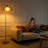 Modern Gold Cantilever Floor Lamp, Curved Swing Arm Standing Lamp with Brown Metal Disc Shade, Adjustable Over Sofa Reading Floor Lamp for Living Room Bedroom Corner