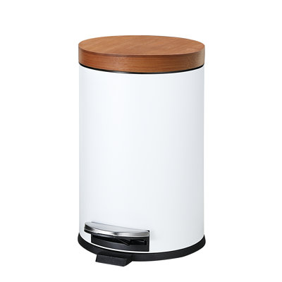 Round Trash Can With Bamboo Lid-black