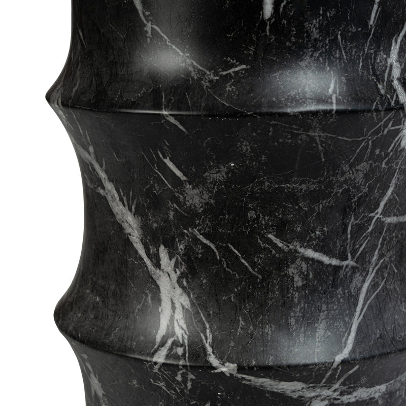 Table d'appoint d'extérieur sculptée en fausse pierre, Noir