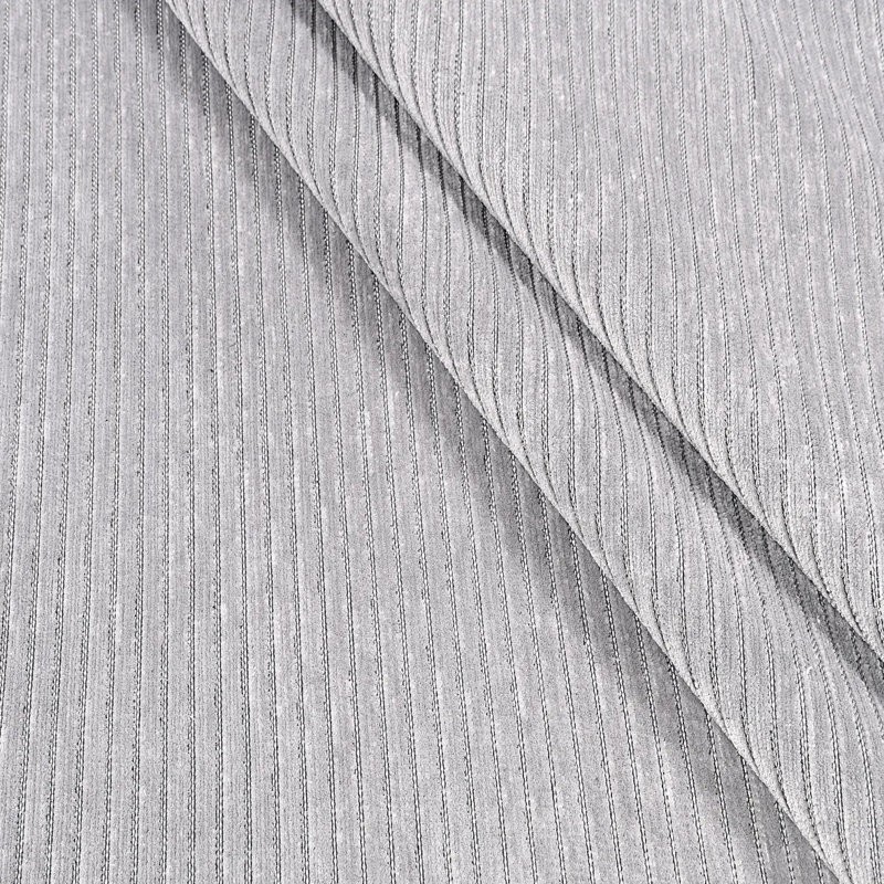 Tapis gris Madère en polyester moderne facile à nettoyer, 6,5 pi x 13 pi