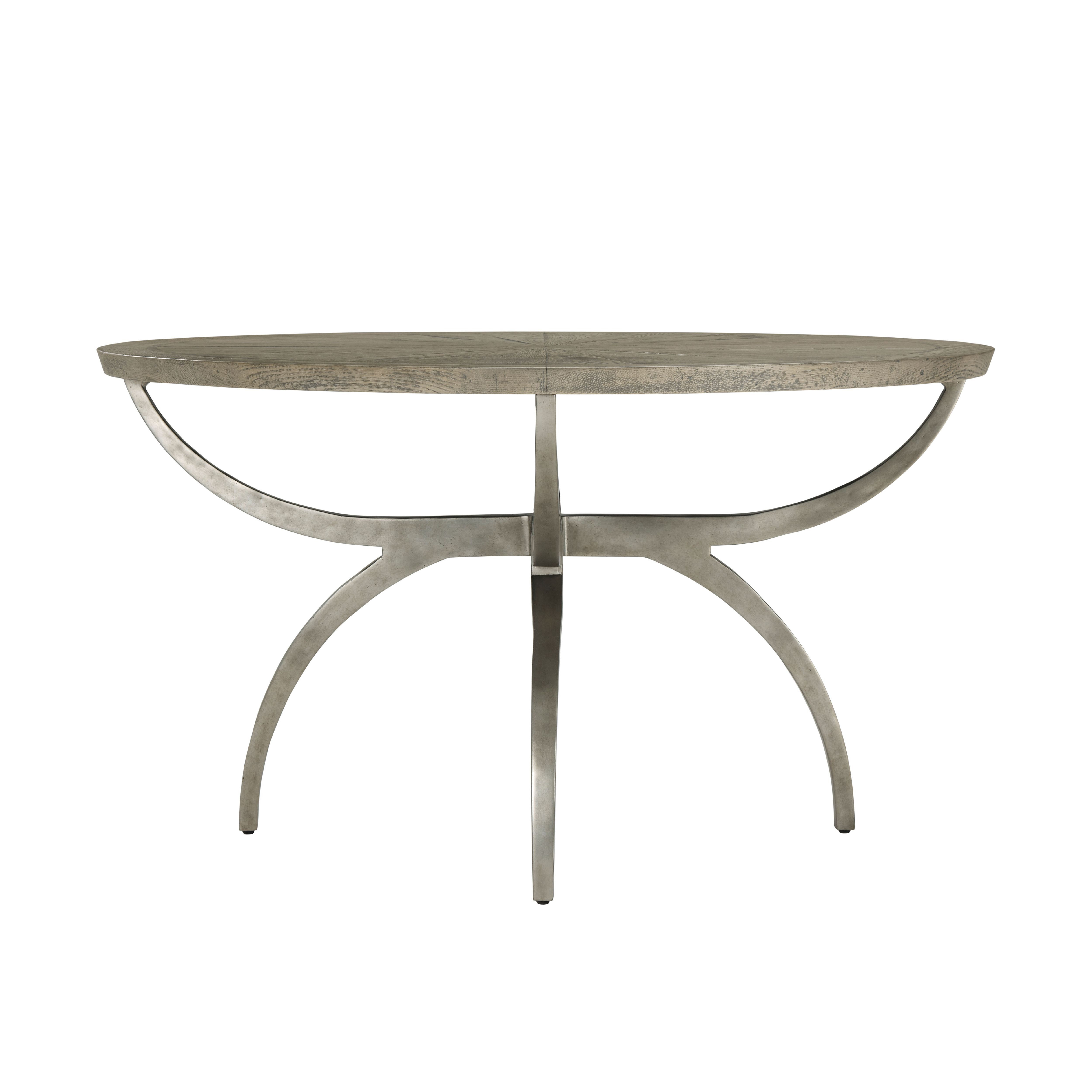 Theodore Alexander Echoes Round Solid Wood Top Metal Base Dining Table