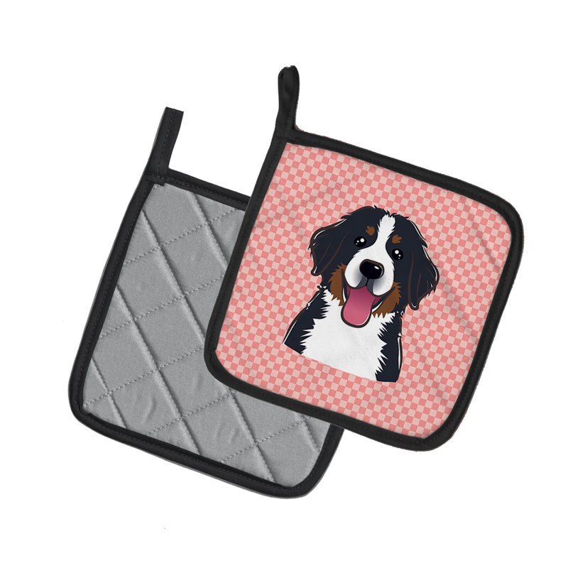 Cuisinier poignée pour chien mountain bouvier bernois caroline Checkerboard, Rose