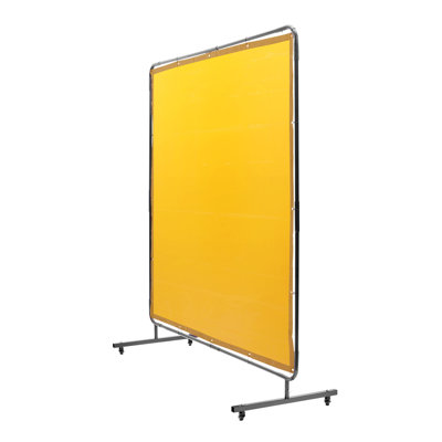 VEVOR 6' x 6' Welding Screen with Frame, Flame-Resistant Vinyl Curtain on Swivel Wheels for Workshop Safety
