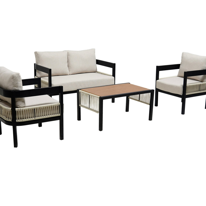 Lawn Outdoor Iron - - , Table In Beige And Rust Dark Blue Color, Beige