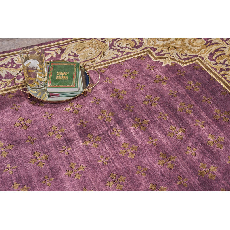 Hand-Knotted Red and Gold Wool 9' x 12' Area Rug