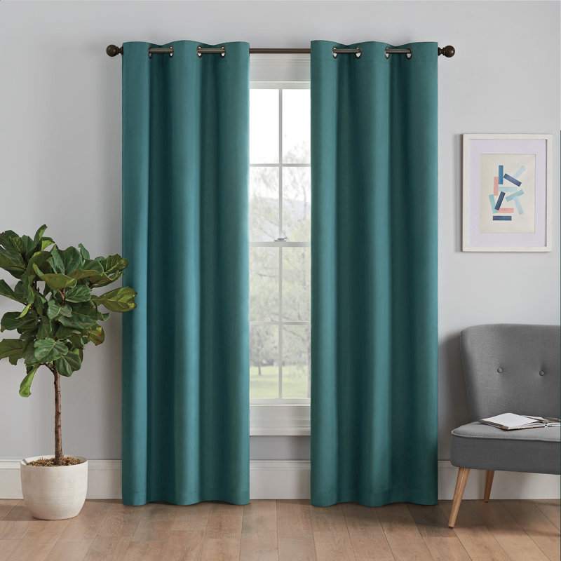 Microfiber Blackout Curtain Single Panel, Peacock, 42" W x 63" L
