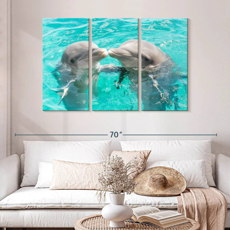 Dauphins Brampt s'embrassant, H 32 po x l 50 po