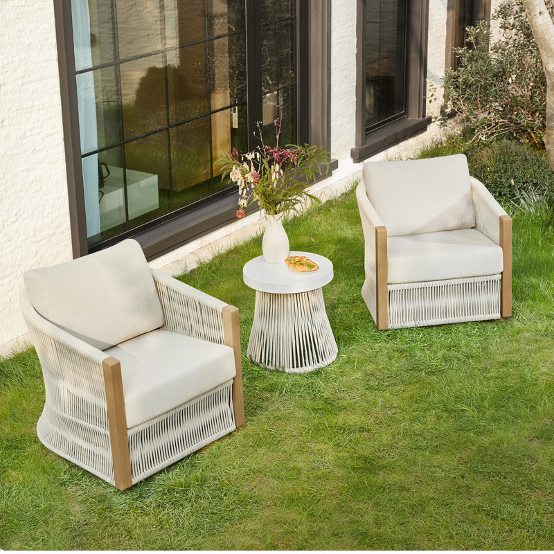 Jadai Steel Outdoor Swivel Seating Group, Brown/Cream