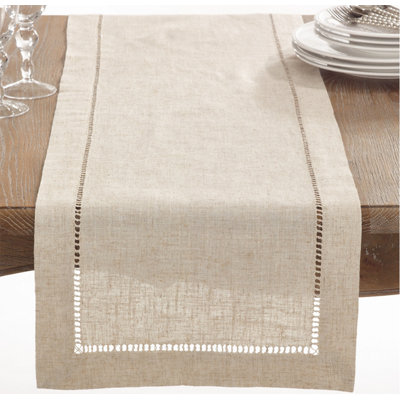 Rosalind Wheeler Hemstitch Linen-poly Table Runner, 16"x36" Rectangular