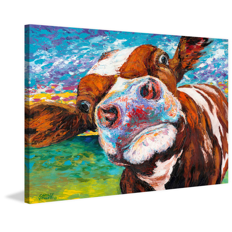 Curious Cow I - reproduction sur toile, H 40 po x l 60 po x p 1,5 po
