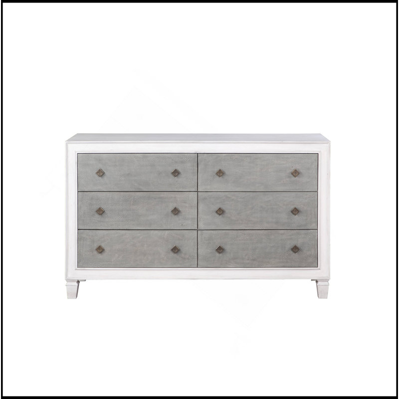 Commode Katia gris rustique et blanc vieilli
