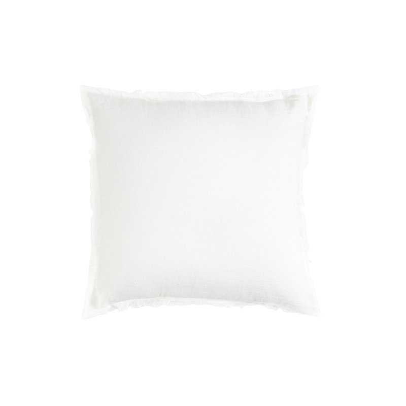 Bright White Linen Fringe Throw Pillow 20x20
