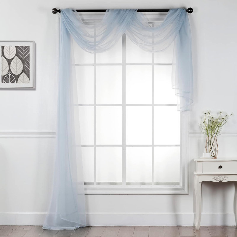 Giannoula Sheer Window Scarf Single Panel, 37" W X 216" L, Chocolate