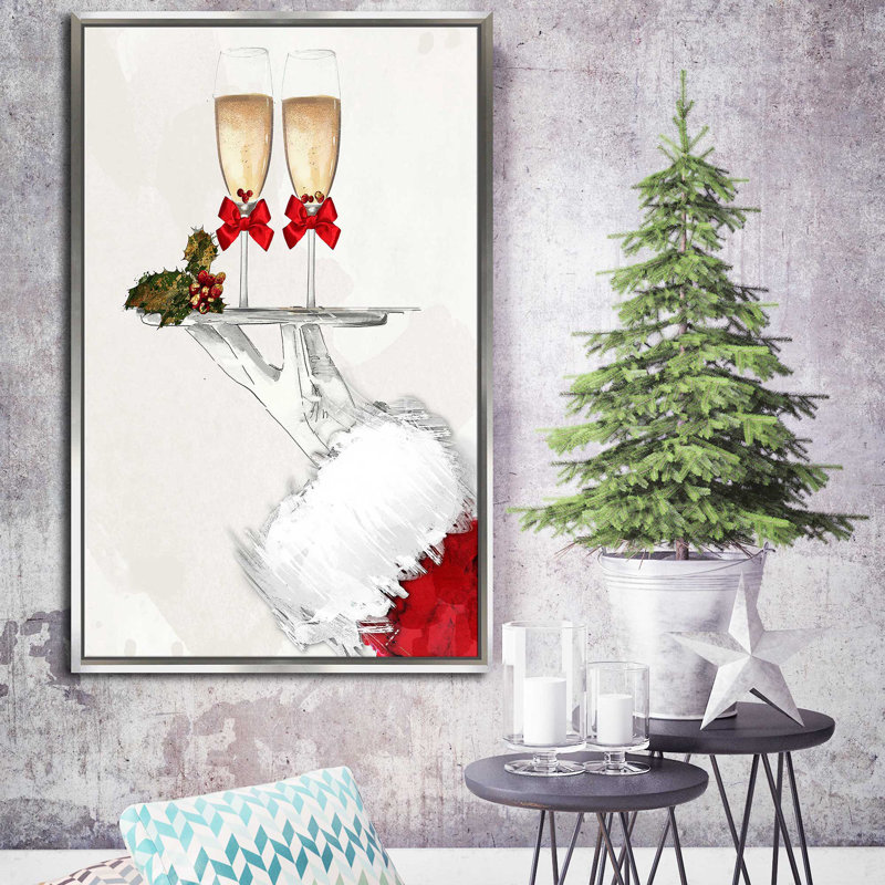 «Cheers Santa» par By Jodi - impression, H 43,5 po x l 27,5 po x P 2 po, Cadre flottant argent
