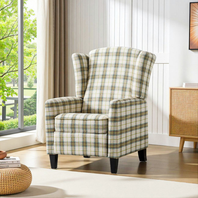 Pitzer 30.7" Wide Classic Upholstered Push Back Recliner with Wing Back