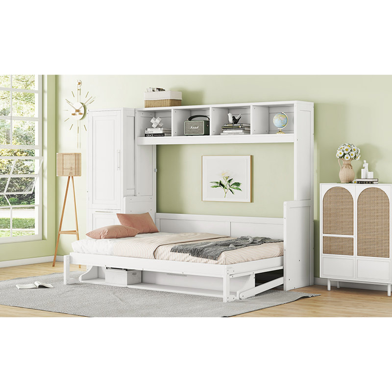 Lit en blanc pour une chambre spacieuse et fonctionnelle