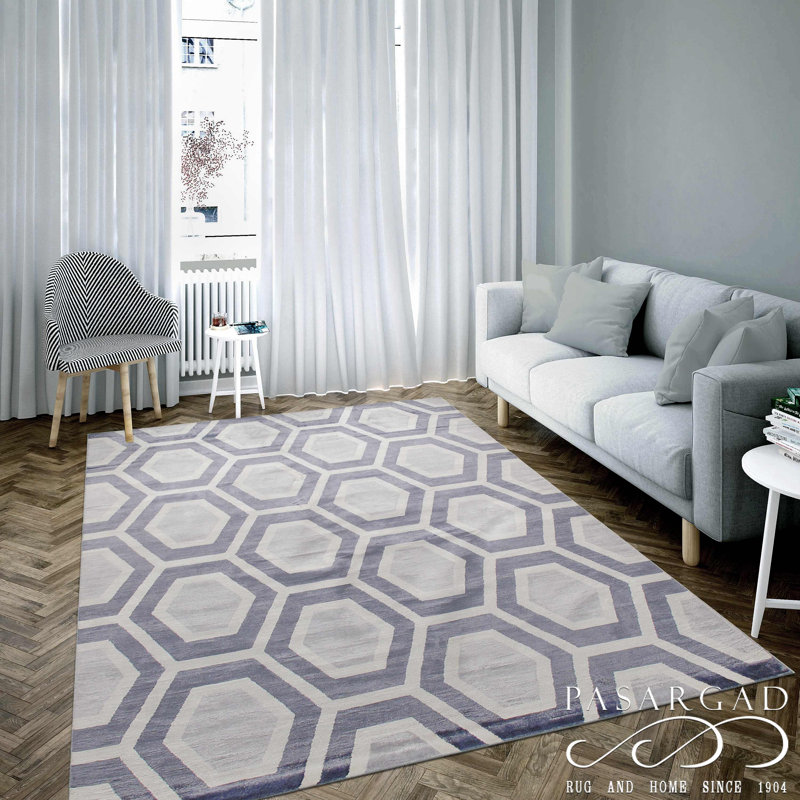 Soie de bambou moderne bleu clair 8 pi x 10 pi