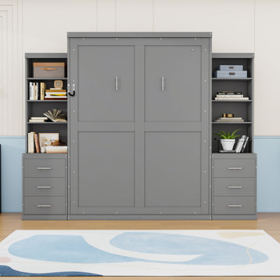 Murphy Bed with Hidden Storage Drawers and Shelves