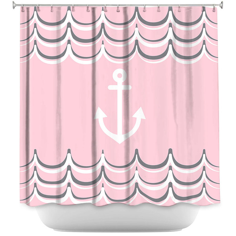 Rideau de douche simple anchor waves, Bleu / Jaune
