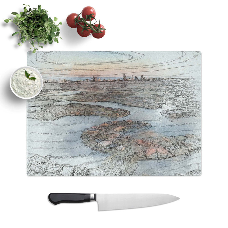 Tempered Glass Australia's Coast Chopping Board, 39 cm W x 28.5 cm L