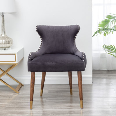 Velvet Upholstered Nailhead Trim  Dining Chair