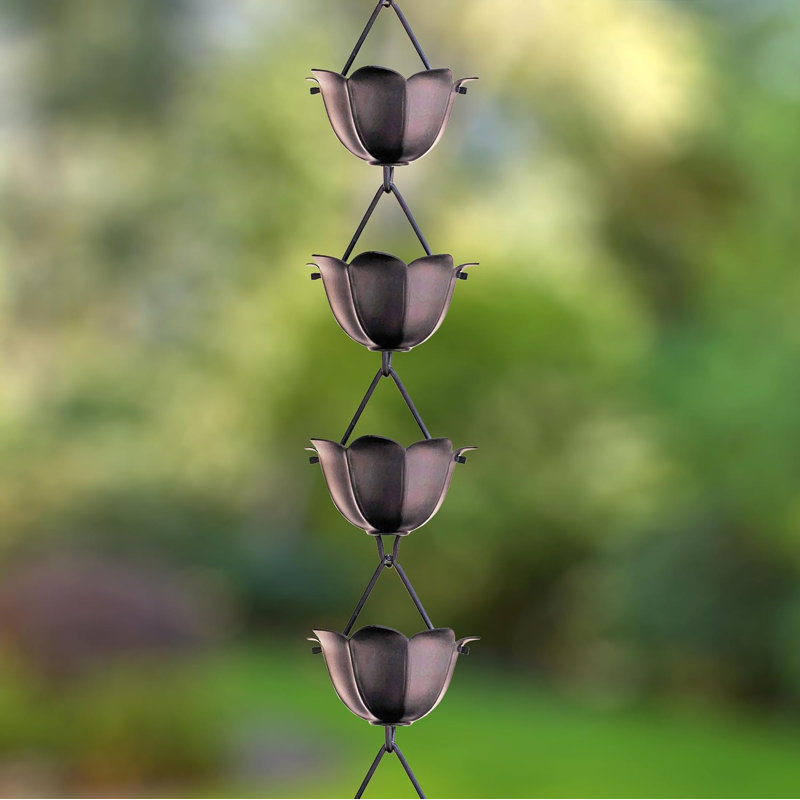 Black Aluminum Lotus Cup Rain Chain Extension, 3 Feet