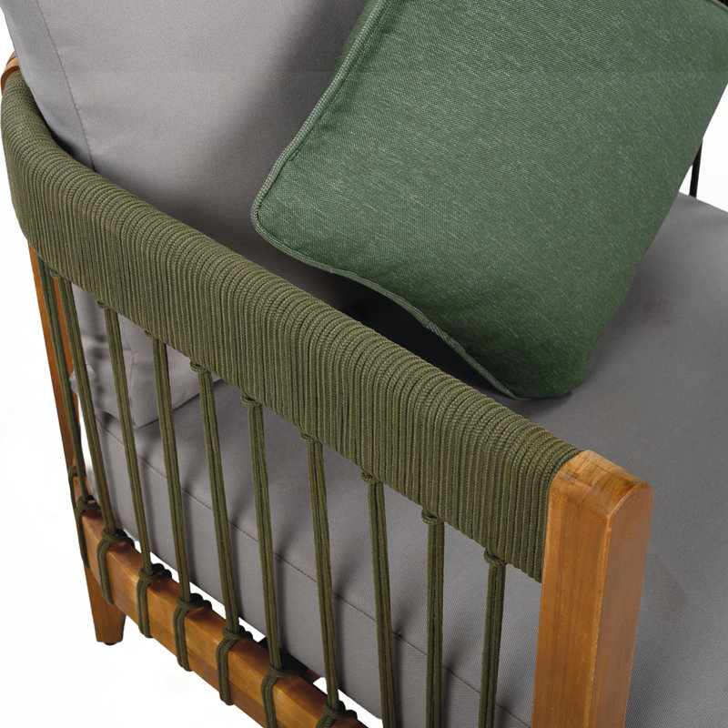 Acacia Wood Outdoor Club Chair, Gray, Natural/Green