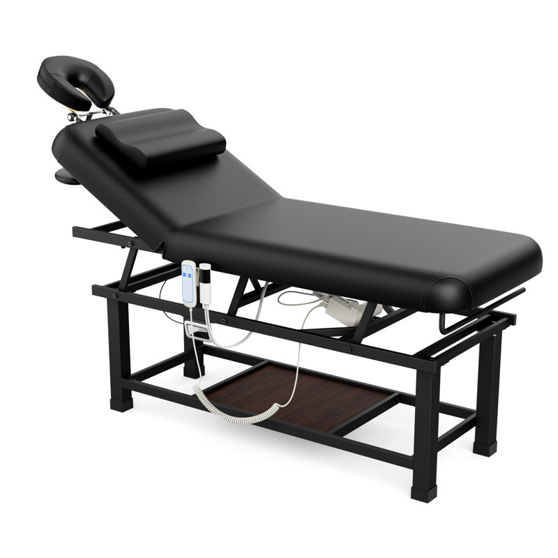 76" Heavy Duty Electric Stationary Massage Table With Backrest Adjustable And Storage Space For Physical Therapy Medical Spa Facial Care Tattoo Table