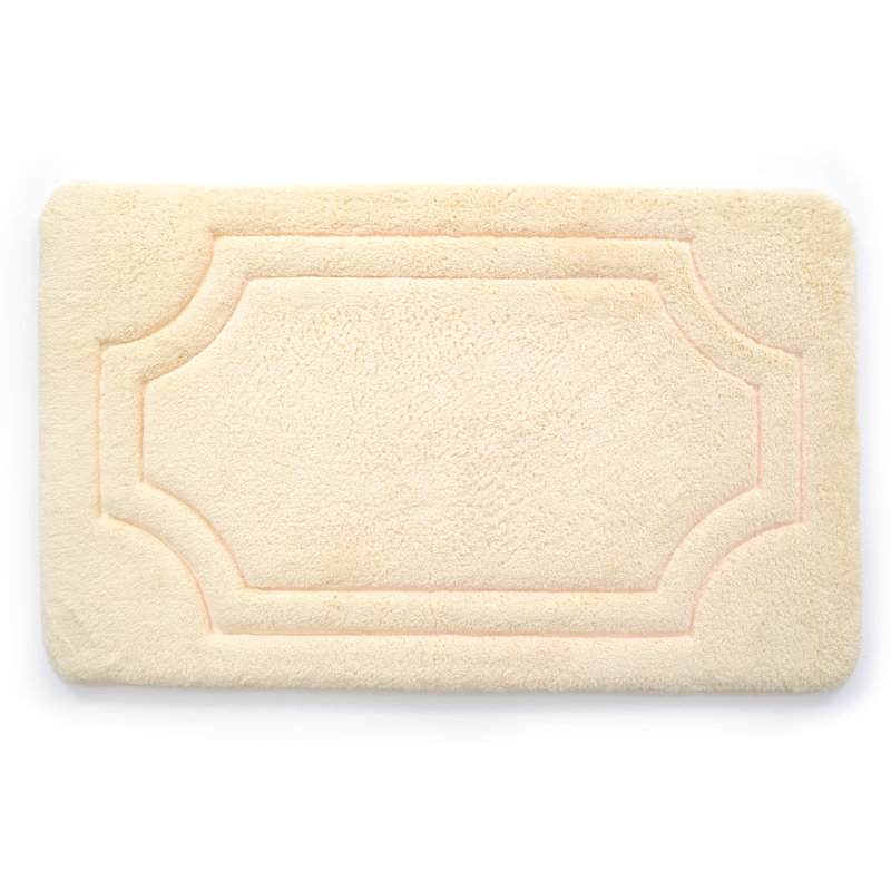 Tapis de bain en mousse à mémoire de forme luxueux Morones, Blanc antique, l 21 po x L 34 po
