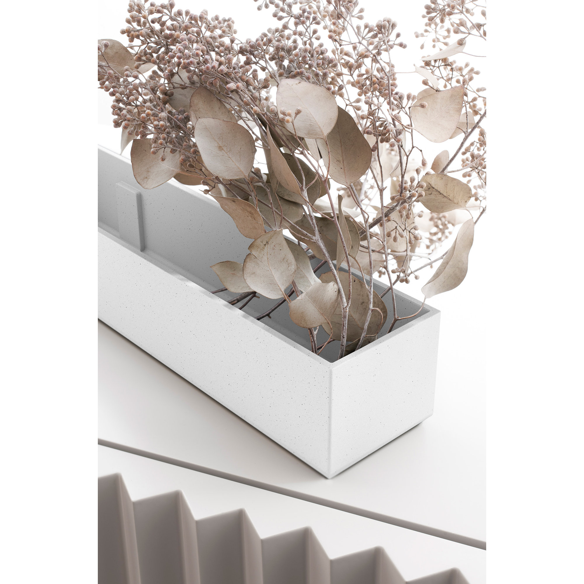 Geo Series Plastic Planter Box, Set of 2, 3" H x 16" W x 3.5" D, White