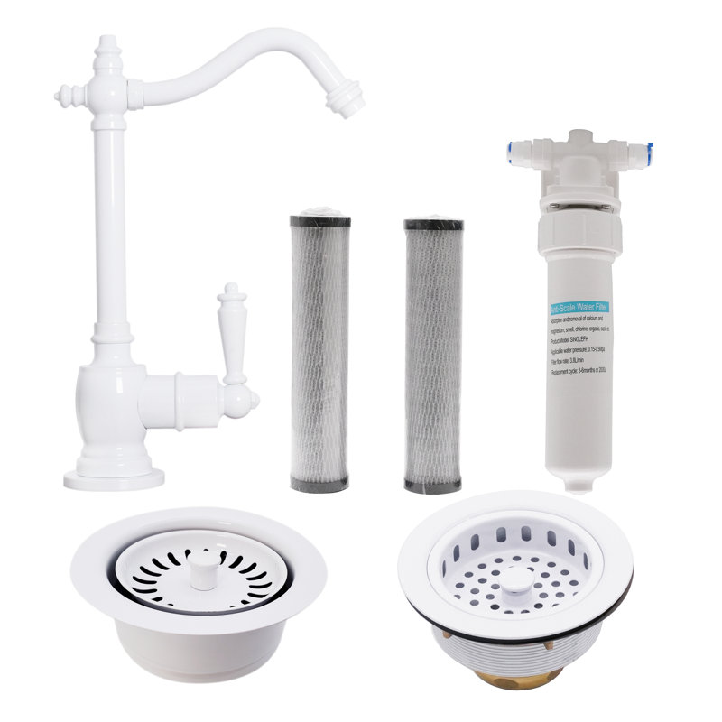 Westbrass Kitchen Faucet with Soap Dispenser, Powder Coat White